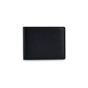 Leather trifold wallet with embossed logo and coin pocket