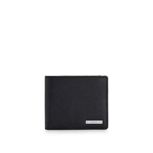 Embossed Italian-leather wallet with logo plate