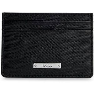 Embossed-leather card holder with logo plaque