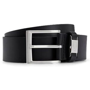 Boss Italian-leather belt with logo keeper and brushed hardware