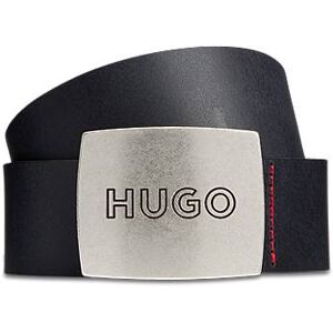 HUGO Leather belt with logo plaque buckle