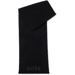 Boss Ribbed scarf in virgin wool with tonal embroidered logo