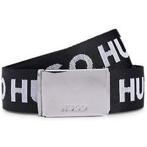 HUGO Logo-tape belt with branded plaque buckle