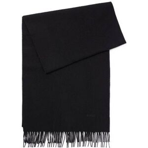 HUGO Fringed wool scarf with embroidered logo