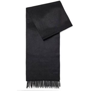 Boss Fringed scarf in pure Italian cashmere with embroidered logo