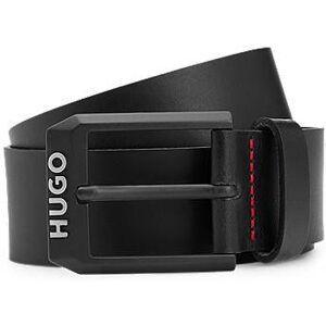 HUGO Leather belt with matte-black logo-trim buckle