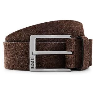 Boss Italian-suede belt with engraved logo buckle