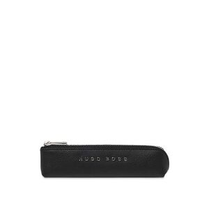 Boss Black-grained-leather pen case with silver-tone logo