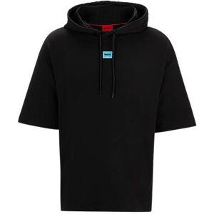 HUGO Short-sleeved relaxed-fit hoodie in cotton terry