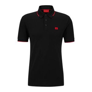 HUGO Cotton-piqué slim-fit polo shirt with red logo label