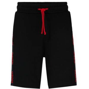 HUGO Cotton-terry shorts with embroidered logos and drawstring waist