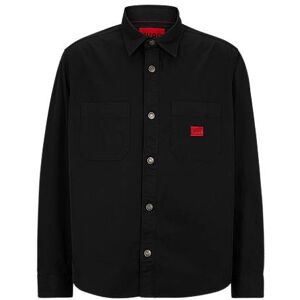 HUGO Oversized-fit shirt in cotton twill with logo label