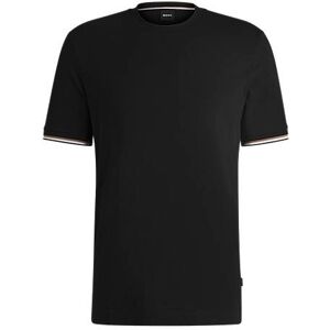 Boss Cotton-jersey T-shirt with signature-stripe cuffs