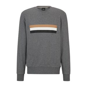 Boss Organic-cotton relaxed-fit sweatshirt with signature stripe