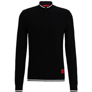 HUGO Zip-neck sweater with red logo label