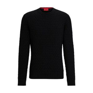 HUGO Relaxed-fit pure-cotton sweater with 3D knitted pattern