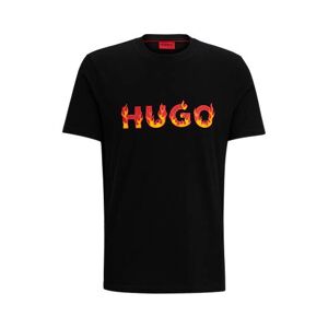 HUGO Cotton-jersey T-shirt with puffed flame logo