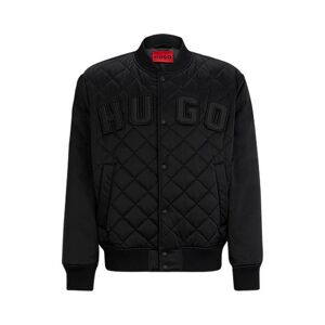 HUGO Water-repellent satin bomber jacket with varsity-style logo