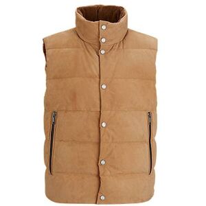 Boss Reversible down gilet in nubuck leather and cotton