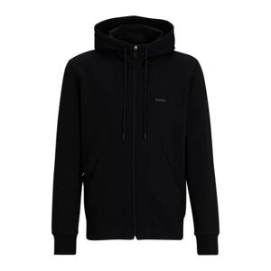 Boss Stretch-cotton zip-up hoodie with logo print