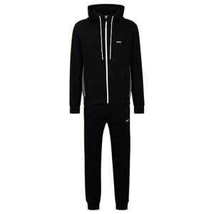 Boss Stretch-cotton tracksuit with fabric contrasts
