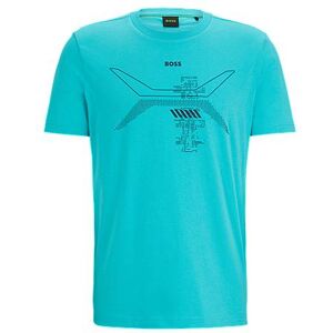 Boss Cotton-jersey T-shirt with crew neck and seasonal artwork