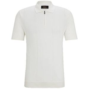 Boss Zip-neck polo shirt in cotton and silk