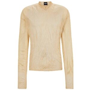 Boss V-neck sweater in a crinkled knit with metallised fibres