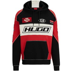 HUGO Colour-blocked hoodie in cotton with racing-inspired details