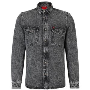 HUGO Relaxed-fit long-sleeved shirt in cotton denim