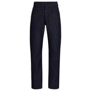 Boss Relaxed-fit jeans in wrinkle-effect rigid blue denim