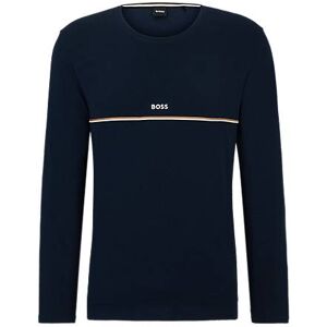 Boss Stretch-cotton pyjama T-shirt with signature stripe and logo