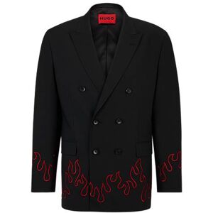 HUGO Modern-fit double-breasted jacket with flame embroidery