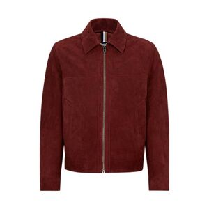 Boss Regular-fit jacket in suede with two-way zip