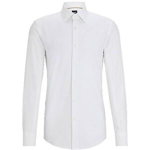 Boss Slim-fit shirt in cotton with signature-stripe trim