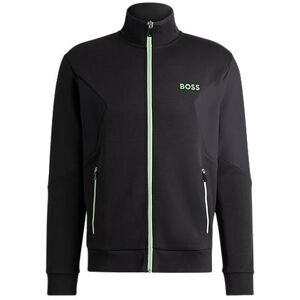 Boss Cotton-blend zip-up sweatshirt with 3D-moulded logo