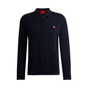HUGO Zip-neck cotton sweater with red logo label