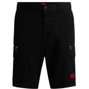 HUGO Stretch-cotton shorts with red logo label