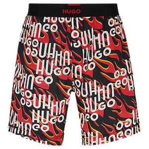 HUGO Pyjama shorts in cotton with all-over logo print