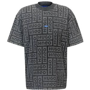 HUGO Cotton-jersey T-shirt with laser-print logos