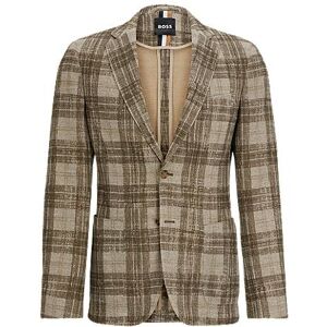 Boss Slim-fit jacket in checked stretch jersey