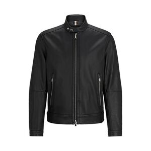 Boss Regular-fit zip-up jacket in grained leather