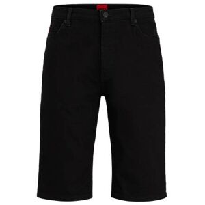 HUGO Tapered-fit shorts in black salt-and-pepper denim