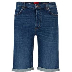 HUGO Tapered-fit shorts in blue comfort-stretch denim