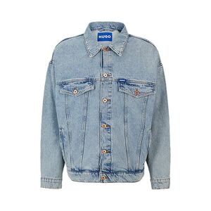 HUGO Relaxed-fit jacket in blue heavy-wash denim