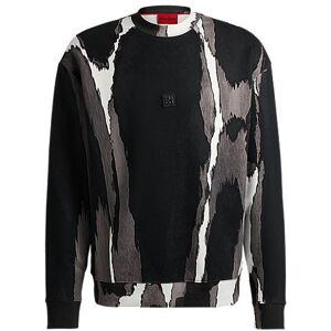 HUGO Cotton-terry sweatshirt with seasonal print and stacked logo