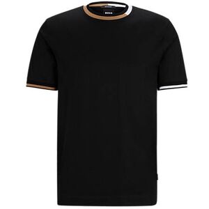 Boss Mercerised-cotton T-shirt with signature-stripe details