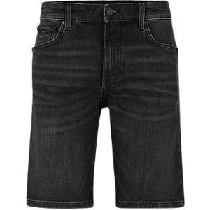 Boss Regular-fit shorts in black comfort-stretch denim