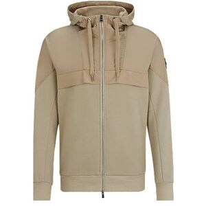 Boss Regular-fit zip-up hoodie in mixed materials