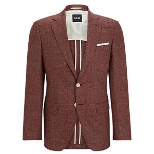 Boss Slim-fit jacket in patterned virgin wool and linen